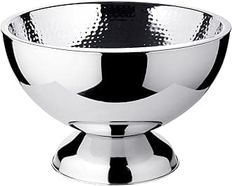 EDZARD Bowl Champagne Cooler Cadiz, Stainless Steel, Double-Walled, Inside Hammered, Diameter 12,6 in, Height 8,3 in