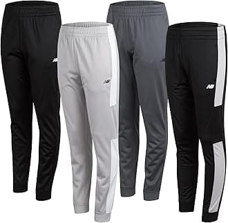 New Balance Boys Sweatpants - 4 Pack Active Tricot Boys Joggers Athletic Pants Kids Activewear Pants with Pockets (4-20)