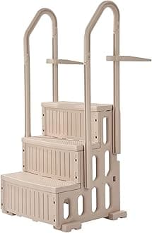 VEVOR Swimming Pool Ladder, 3-Step Double Handrails Stairs with Non-Slip Heavy Duty Steps, Max Load Capacity 400 lbs, for 36-48 Inch Inground & Above-Ground Pools of Any Decking Surface, Taupe