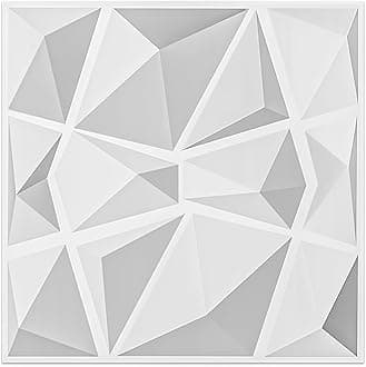 Art3d Textures 3D Wall Panels Diamond Design, 32 Sq.Ft PVC Interior Wall Decor for Living Room, Bathroom, Kitchen, Pack of 12 Tiles, 19.7 x 19.7 Inch, White