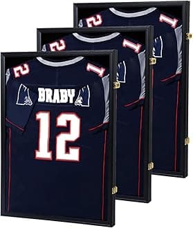 IHEIPYE Jersey Frame Display Case 3 Pack - Large Sport Jersey Shadow Box with UV Protection Acrylic for Baseball, Basketball, Football, Soccer, Hockey, Shirt and Uniform