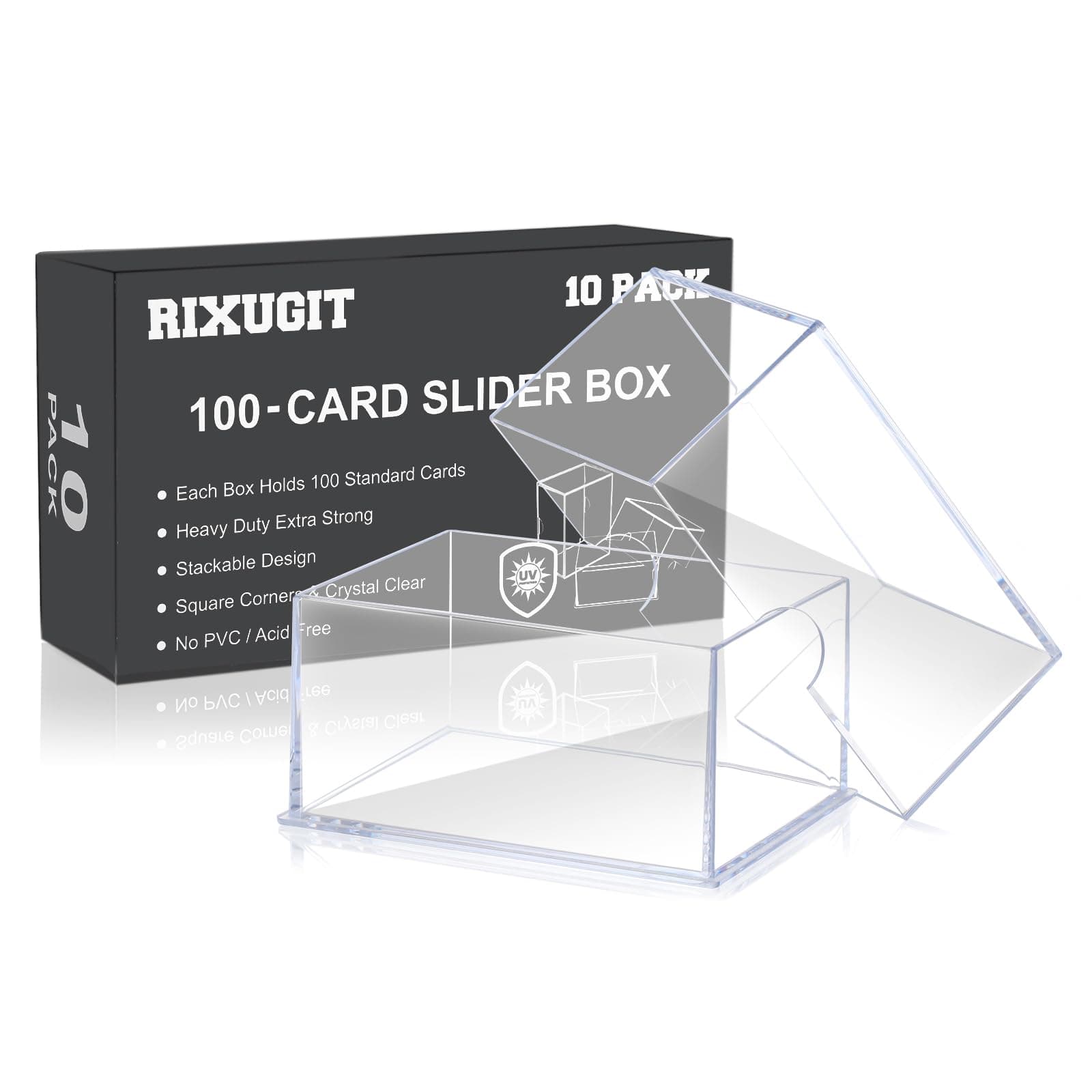 10-Pack 100-Count Deck-Case Card-Box - 2 Piece Trading Card Storage Box, Trading Deck Boxes, Clear Case Collection Storage Box for Gaming, Sports, Playing