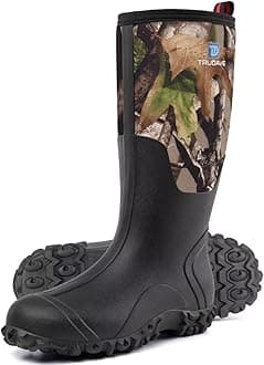 Trudave Rubber Boots for Men with Steel Shank, Waterproof Insulated Reliable Rain Boots for Outdoor Work Hunting, Warm Dry 5mm Neoprene Anti-slip All-Season Mud Boots, Size 5-14