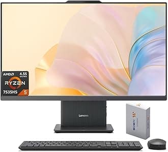 Lenovo IdeaCentre Business All-in-one Computer, 23.8" FHD IPS Display, AMD Ryzen 5 7535HS (Up to 4.55GHz), 32GB DDR5 RAM, 2TB PCIe SSD, Wi-Fi 6, USB-C, HDMI in&Out, Bundle 500GB External Drive