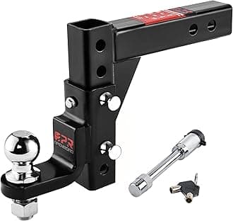 Open Road Brands OPENROAD 5000 Lb Capacity 8-Position Drop Ball Mount for Towing, 10" Adjustable Trailer Hitch 2inch Trailer Ball,2 Safety Clip and 5/8 Inch Hitch Pin Lock