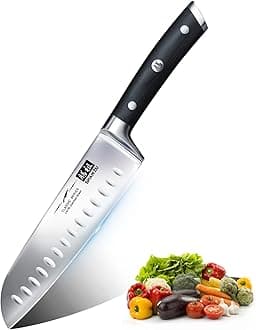Kitchen Knife, Professional Santoku Chef Knives with 18 cm High Carbon German Stainless Steel Blade Kitchen Knife with Ergonomic Handle