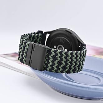 WOCCI 22mm Braided Nylon Watch Band for Men and Women, Quick Release, Black Stainless Steel Buckle (Green Black)