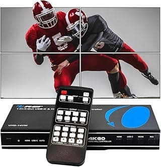 4K 2x2 HDMI or USB-C Video Wall Controller Processor Display Upto 4K 60hz 2x1, 1x2, 1x3, 1x4 Supports 180 Degree Rotate RS-232 Audio Extraction (UHD-14VW)