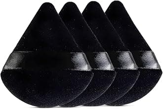 Gleva 4 Pcs Powder Puff Soft Face Makeup Sponge, Loose powder Foundation Blending Sponges Set, Makeup Blender, Contouring, Wedge Triangle Shape Wet & Dry Tool Washable Reusable (Black)