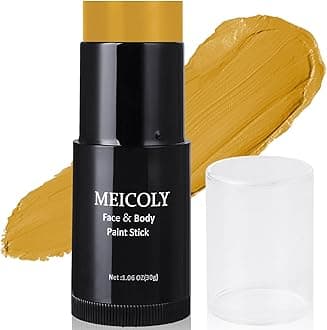 MEICOLY Yellow Face Body Paint Stick(1.06 Oz),Sally Makeup Dress Face Paint,Scarecrow Body Paint Stick,Sweatproof Waterproof Ginger Tan Face Paint for Halloween Special Effects SFX Cosplay