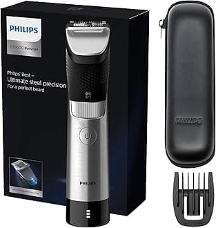 Philips Series 9000 beard trimmer with SteelPrecision technology including beard comb attachment and travel case (model BT9810/15)