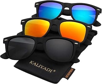 Polarized Sunglasses for Men and Women Matte Finish Sun glasses Color Mirror Lens UV Blocking (3 Pack)