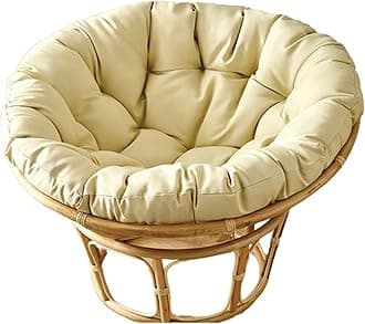Garden Round Papasan Chair Cushion | Water Resistant Indoor Outdoor Hammock Rattan Swing Seat Pad | Comfy Tufted Patio Furniture Cushions | Hanging Egg Chair Pads