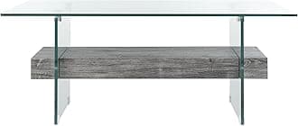 SAFAVIEH Home Collection – Kayley Rectangular Modern Glass Coffee Table with Black Oak Shelf, Clean-Lined Accent Table for Living Room (COF7004B)