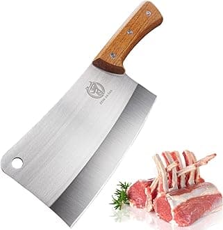 ZENG JIA DAO Meat Cleaver 7'' Heavy Duty Meat Chopper Bone Cutter High Carbon German Stainless Steel er Knife Pearwood Handle Kitchen Chopping Knife Gift for Home Kitchen and Restaurant