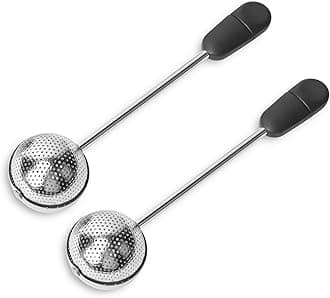 Numola Long Handle Twisting Tea Ball, 2Pcs Tea Ball Infuser for Loose Tea, Reusable Loose Leaf Tea Steeper Stainless Steel for Cup and Teapot
