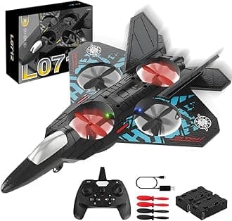 RC Airplane, 2.4GHz Remote Controlled Airplane, L0712 4 Channel Remote Control Airplane, Remote Controlled Fighter Airplane, Aeroplane Toy with Coloured Lights, for Beginners, Children, Adults
