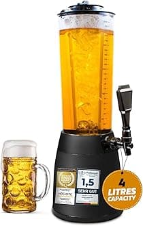 Beer-Tower XXL Drinks & Beverage Dispenser with Tap 4.0 litres with Ice Cooler - Beer Column from Bavaria (Black)