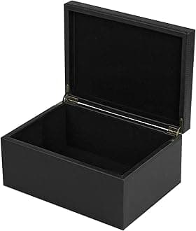 HofferRuffer Faux Leather Decorative Box, Large Wooden Structure Keepsake Box Accessory Organizer Jewelry Organizer with Hinged Lid, Storage Container for Home or Office (Black)