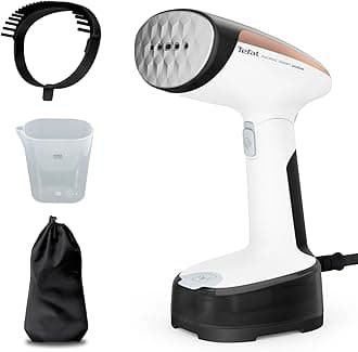 Tefal Access Steam Pocket Handheld Clothes Steamer, Ultra-Compact Design, Foldable Head, 15-Second Ready, 1300W, Steam Output up to 20g/min, Lightweight, DT3052G0, Black & White & Rose Gold