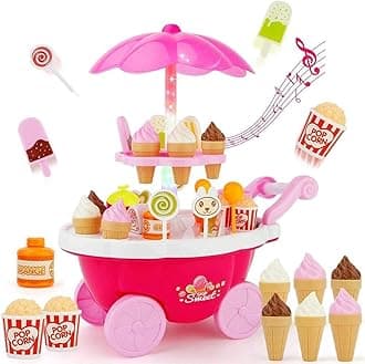 - Famous Quality Sweet Shopping Battery Operated Ice Cream Trolley Set for Kids with LED Lights and Music