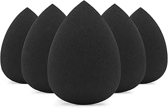 BEAKEY Makeup Sponge Set, Foundation Blending Beauty Sponge, Makeup Applicator Flawless for Liquid, Cream, and Powder, Latex Free and Vegan Makeup Sponges-5 Pcs Black