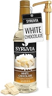 Syruvia Coffee Syrup, White Chocolate Flavored Syrup for Drinks, Lattes, and Desserts – 25.4 fl oz, With Pump