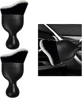 Ziciner 2 PCS Car Detailing Brush, Curved Soft Bristles Auto Removal Dust Collectors, Universal Vehicle Dashboard, Air Conditioner Vents etc Interior Cleaning Tool Accessories (Black/White)