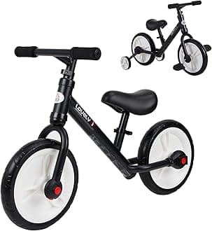 HOMCOM 11 Inch Kids Balance Bike Training Pedal Bicycle W/Removable Stabilizers EVA Tyres Adjustable Seat Height 2 to 5 Years Gift for Boys Girls Black