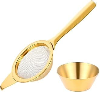 2.2" Gold Matcha Sifter Strainer 30 Fine Mesh Strainer Small Sifters for Matcha Stainless Steel Sieve Sifter with Handle, Small Metal Strainers for Loose Tea Cocktail Coffee