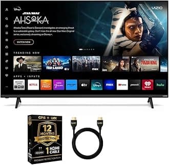 50-Inch 4K UHD LED Smart TV Bundle - HDR10+, VRR, Bluetooth, Alexa Compatible, Voice Remote with UAX HDMI Cable, 12-Month CPS Protection.