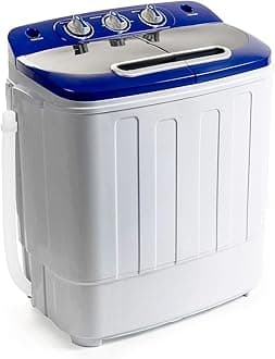 Display4top Portable Compact Mini Twin Tub Washing Machine and Spin Cycle W/Hose, 5. 8Kg Washer Dryer