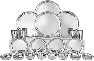 Shri & Sam solid Stainless Steel Shagun Dinner Set (24 Pcs Set)