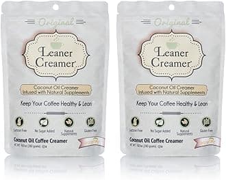 Leaner Creamer Coconut Creamer with Superfood Ingredients – Non-Dairy, Sugar-Free Powdered Coffee Creamer – Original Flavor – 2-Pack Bundle – 280g Each