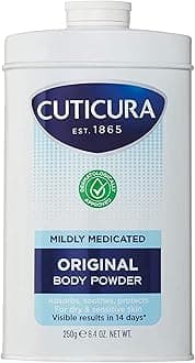Cuticura Mildly Medicated Talcum Powder Body Powder 250g, Packaging May Vary, White, Many Uses Personal Hygiene, Prevent Smudging After Self-Tanning & Facial Makeup