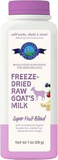 Shepherd Boy Farms Freeze Dried Raw Goats Milk with Probiotics for Dogs & Cats (Super Fruits), Organic USA Fruits, Digestible Goat Milk Powder, Raw Nutrition, High Protein Food Topper - Makes 16 FL Oz