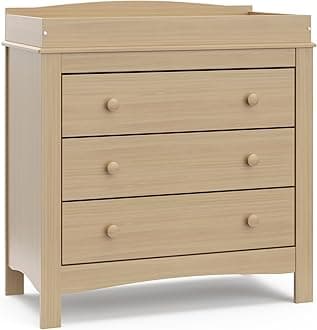 Noah 3 Drawer Changing Table Dresser (Driftwood) – GREENGUARD Gold Certified Baby Dresser with Changing Table Top, Baby Changing Table Dresser, Includes Interlocking Drawer System