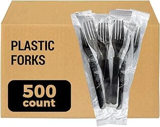 [500 Count] 3X Heavy Duty Plastic Forks Individually Wrapped, Commercial MEGA Pack (Case of 5/100 Pack)