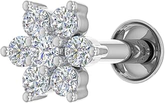 0.04 to 0.15 Carat 7-Stone Natural Diamond Nose Pin Screw Back Cluster Nose Stud in 18K Gold Gift for Women