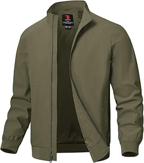 TBMPOY Mens Lightweight Jackets Light Windbreaker Full Zip Casual Work Jacket Golf Business Fall Track Coat with Pockets