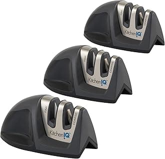 KitchenIQ 51423 Edge Grip 2-Stage Knife Sharpener, Gray 3-Pack