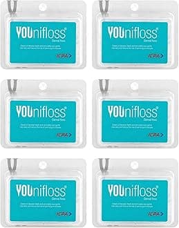 ICPA Dental Floss (Pack of 6, Unflavored, 300 count)