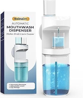Automatic Mouthwash Dispenser, 550ml (19.35 Oz) Mouthwash Dispenser for Bathroom with Magnetic Cups, 3 Dispensing Levels, Long Standby Time White
