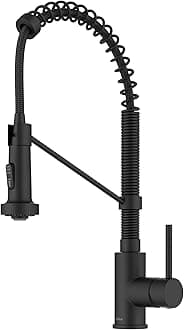 Kraus KPF-1610MB Bolden 18-Inch Commercial Kitchen Faucet with Dual Function Pull-Down Sprayhead in Matte Black Finish, 18 Inch