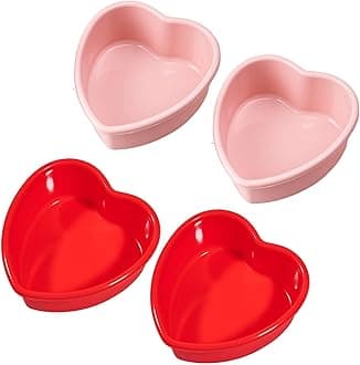 Mini Silicone Heart Cake Pans, 4 Inch Nonstick Cake Pan Set - Red & Pink, Valentine's Day