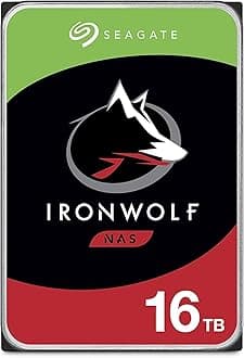 IronWolf 16TB NAS Internal Hard Drive HDD – CMR 3.5 Inch SATA 6GB/S 7200 RPM 256MB Cache for Raid Network Attached Storage, with Rescue Service (ST16000VN001)