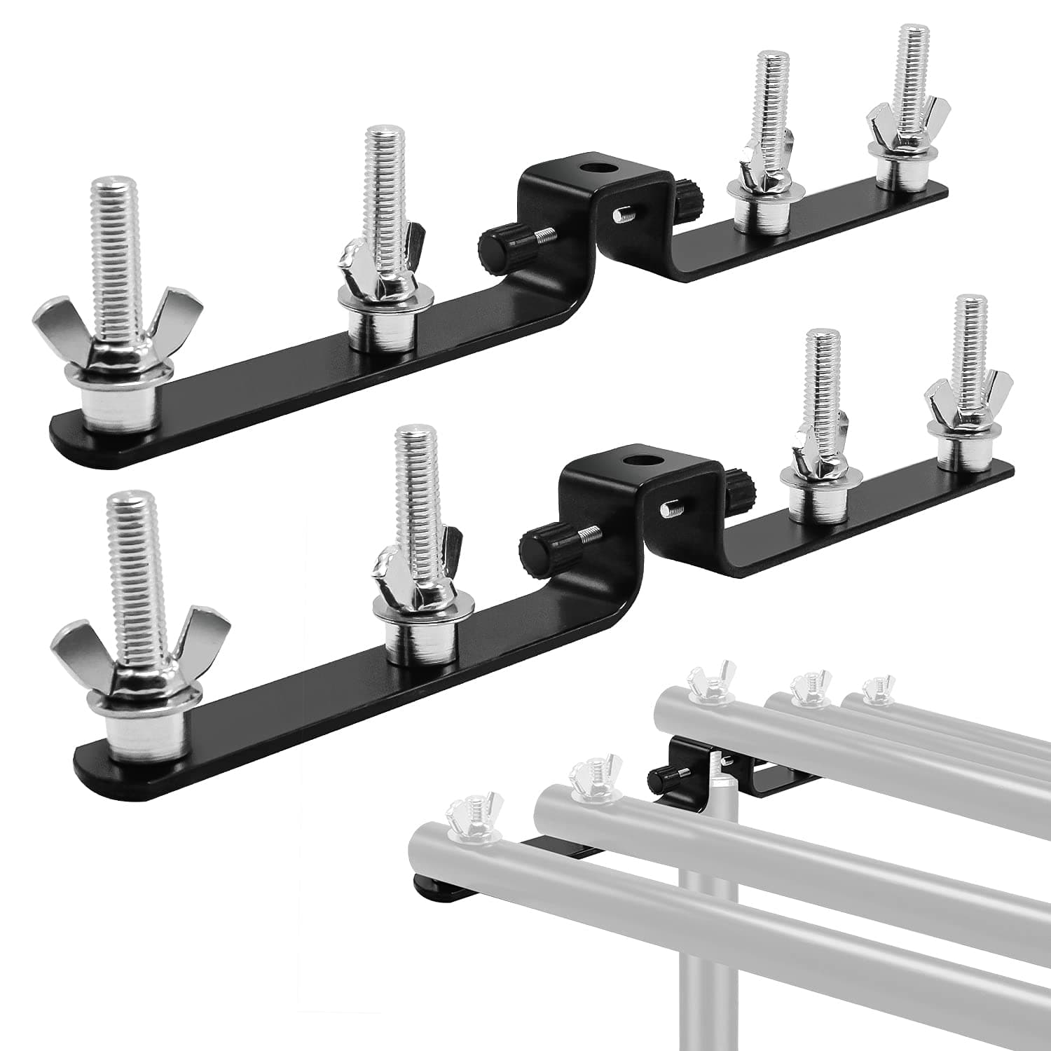 Julius Studio [2 Pack] 5-Crossbar Mount Backdrop Support, Dual & Triple Crossbar Connector Hardware for Multi Layer Backdrop Screens, Decorations, Photoshoot, Party, Birthday, Curtains, JSAG754