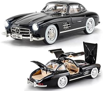 DEUSON ECOM 1:24 SL300 Vintage Toy Car Classic Model Toy Car for Kids Diecast Metal Cars Light Sound Pullback Openable Door