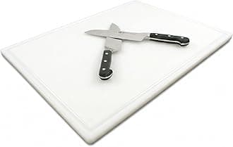 Thirteen Chefs (18 x 30cm x 1.3cm , White) - Commercial Plastic Carving Board with Groove, NSF Certified, HDPE Poly, 18 x 30cm x 1.3cm , White