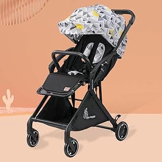 R for Rabbit Street Smart Aero Light Weight New Born Baby Stroller| Aluminum Frame Pram with One Hand Collapsible Fold | Air Travel Friendly Stroller for 0 to 3 Years for Babies (Black Multi)